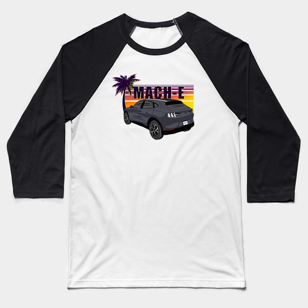 Sunset Mach-E in Carbonized Gray Baseball T-Shirt by zealology